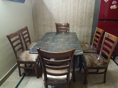 Dinning Table Set With 6 Chairs Marble Top