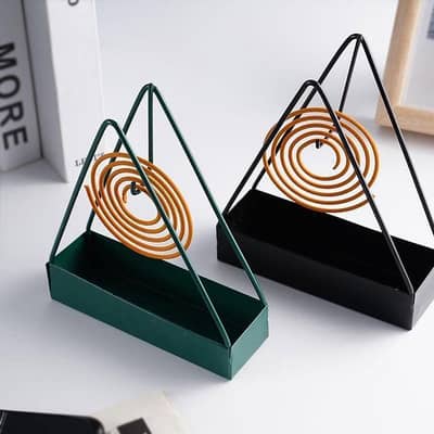Mosquito coil stand steel green black compact