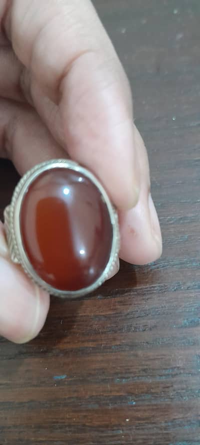 Yamni Aqeeq silver ring