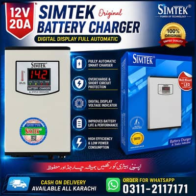 Simtek Battery Charger Original 12 Volt 20A Fully Automatic