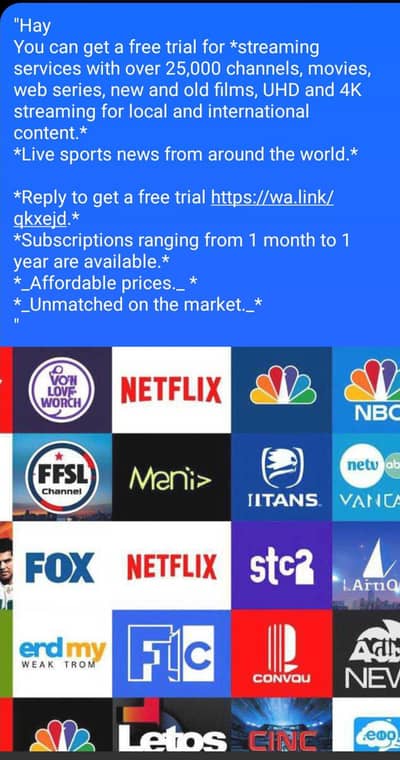 IPTV Monthly quarterly yearly plans