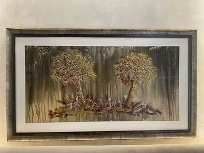 3D Textured Golden Tree Abstract Canvas Painting