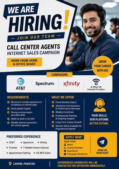 Hiring: Experienced Call Center Agents (Internet Sales Campaign)