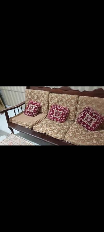 wooden sofa with all accessories