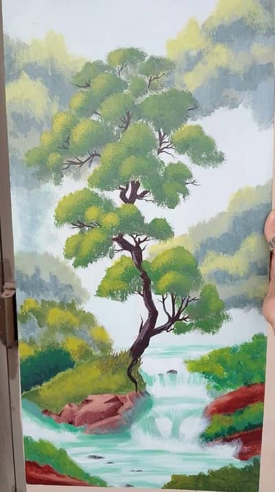 Handmade Nature Landscape Painting – Acrylic on Canvas 24×12 inches