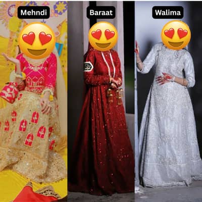 Mehndi, Baraat, Walima Maxi One time wear dresses