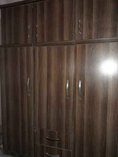 3 Door Wardrobe Almari with Upper Cabinets & 2 Drawers