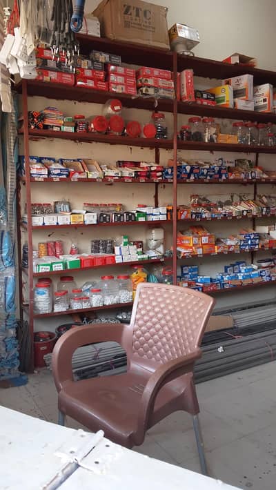 iron fram, racks, counter, shelf