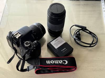 Canon EOS 550D DSLR + 18-55mm + 75-300mm Lens+original charger/battery