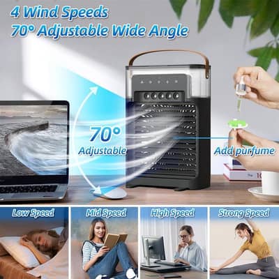 Mini Air Cooler Remote Control Black ABS 3cm