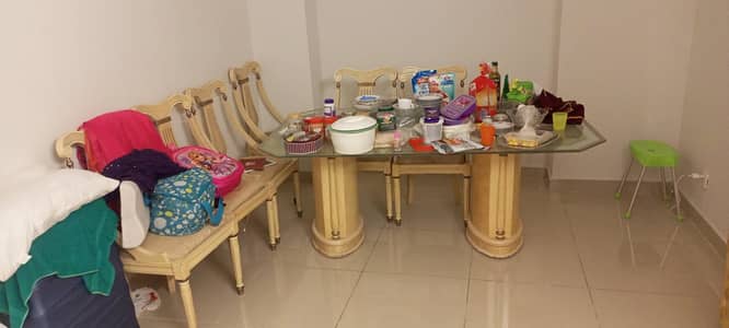 Dining table with 6 chairs,12mm thick strong glass