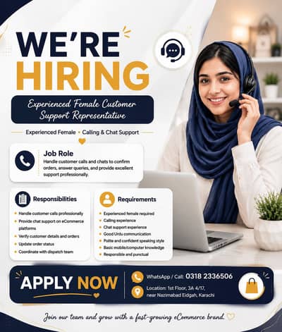 Customer Support Job Only Experienced Female Required in Karachi