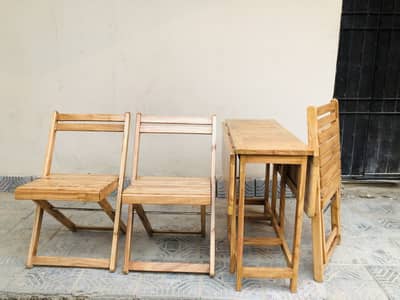 Foldable Wooden Dining Table With 4 Chairs