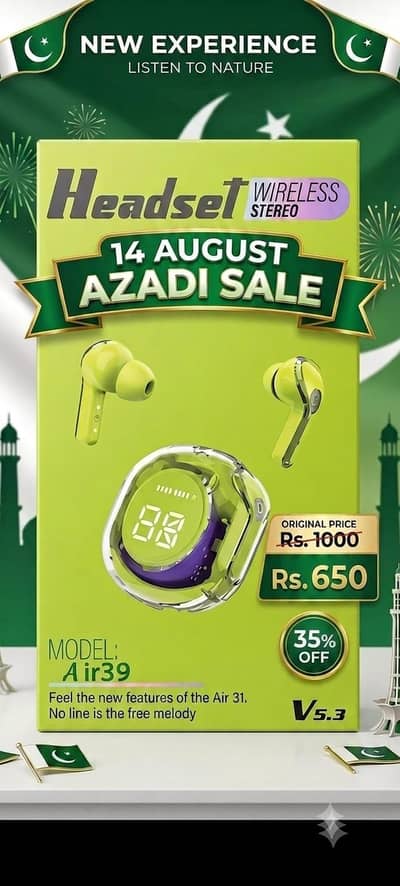 Air-39 Air buds with azadi sale