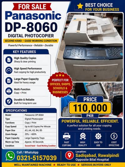 Panasonic 8060 photocopy and printing