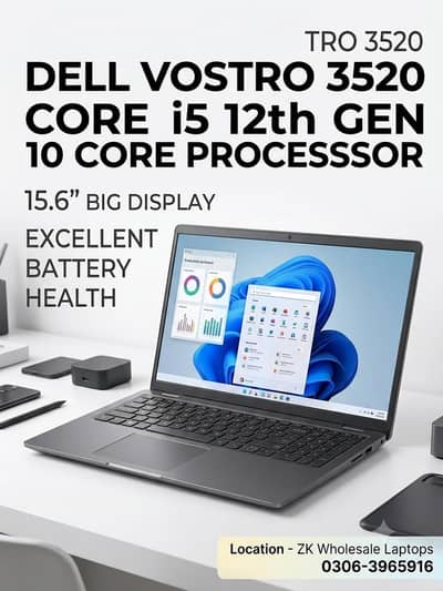 Powerful Dell Vostro 3520, 15.6 Display - i5 12th Gen, 10 Cores,