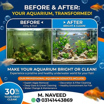 Aquarium cleaning services available 03141443069