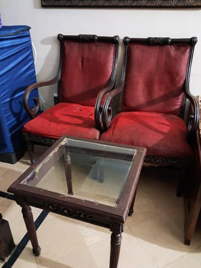 2 chairs with table for sale