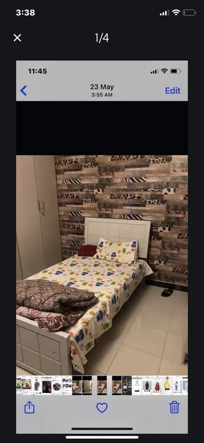 Bed with cupboard and 2 side boards