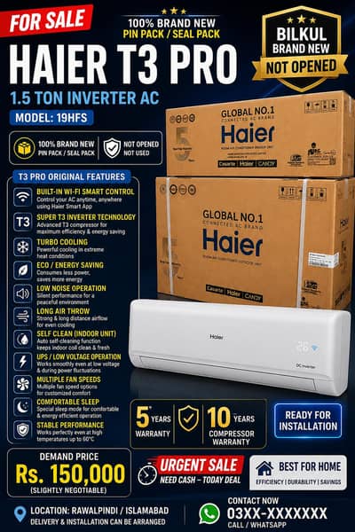 HAIER T3 PRO INVERTOR 19HFS