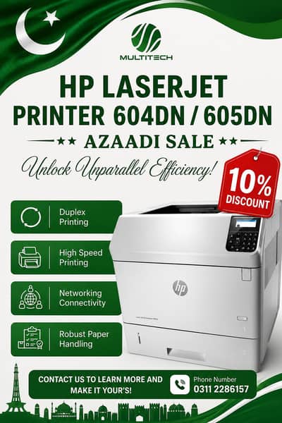 Hp Laserjet Printer 604/605 DN Refurbished A1 Condition with Warranty
