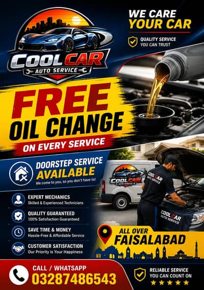 Free Oil change All over Faisalabad