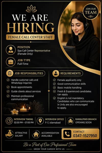 call Centre Job Only Female islamabad Rawalpindi