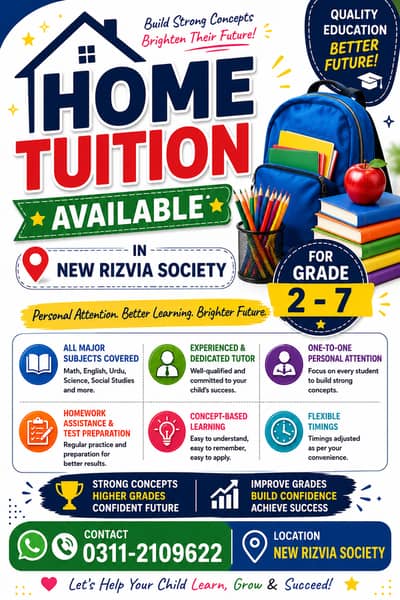 Home Tuition Available for grade 2-7
