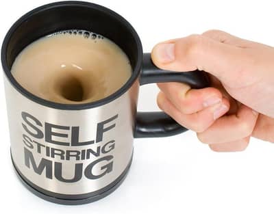Self-Stirring Mug Stainless Steel Black Handle