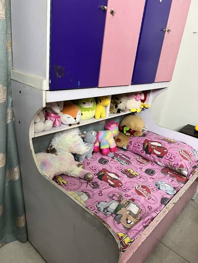 Beautiful Kids bed with storage cabinets and mattress