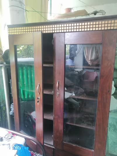 Wooden Crockery Cabinet with Glass Doors – Excellent Condition