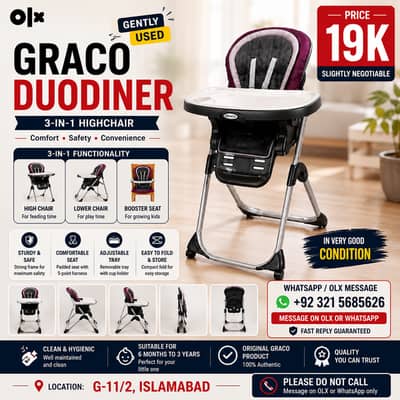 Graco Duodiner 3-in-1 High Chair | Gently Used | Excellent Condition