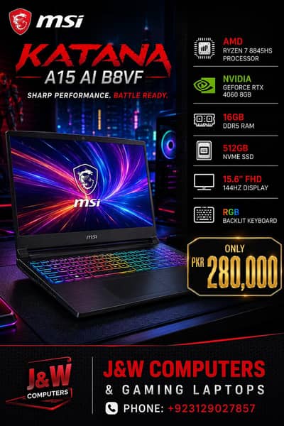 MSI KATANA A15 AI/RTX 4060/RYZEN 7/144 HZ GAMING/BRAND NEW CONDITION