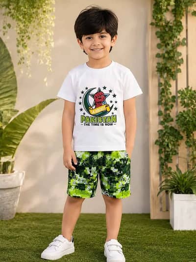 14 August Boys Cotton Lawn Shirt & Shorts Set (1-6Years)