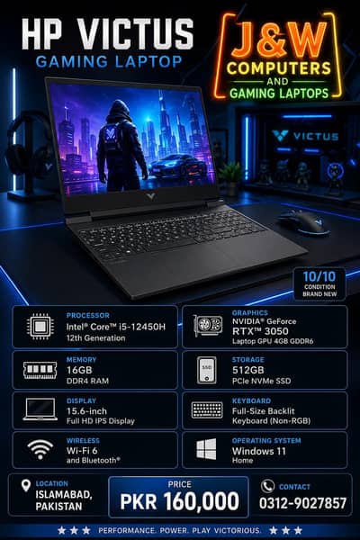 HP VICTUS 15/RTX 3050 4GB/12TH GEN CORE I5 GAMING LAPTOP