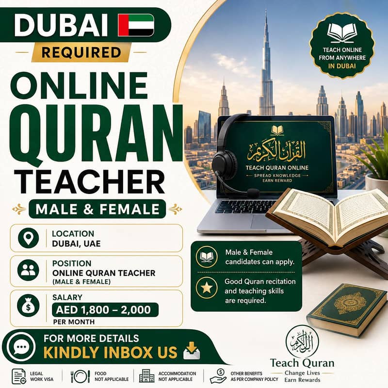 قطر اور ابو ظہبی کے لیے میل اور فی میل قرآن ٹیچرز کی ضرورت ہے 1