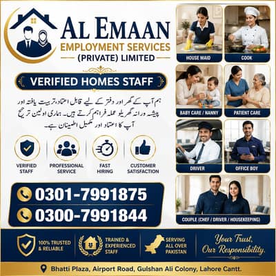 verified. House. Maid. Babysitter. Patients Attended. Cook. Chef.