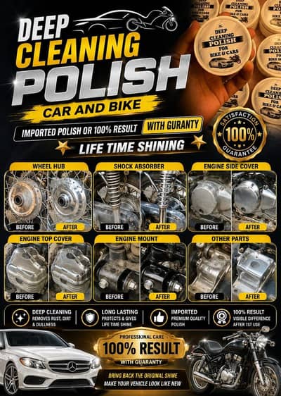 Deep Cleaning Polish for Bike&Car /Order Now/whatsap 03155857704