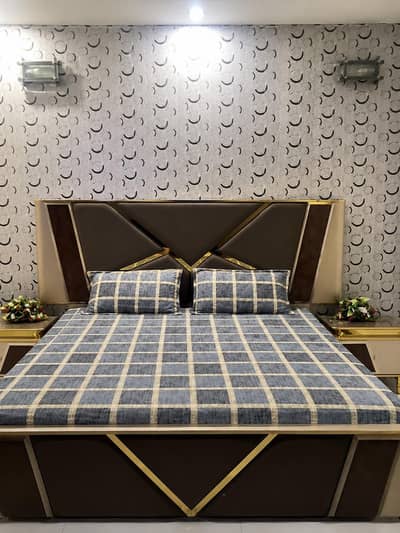 Slightly used king size bed with dressing table no mattress