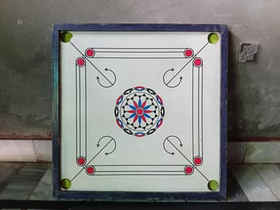 Used Carrom Board – Includes Coins & Striker