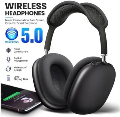 Black Over- headphones Abs plastic lightweight  comfortable