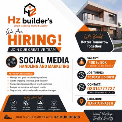 Social Media Handling & Marketing Executive Required – Join HZ Builde