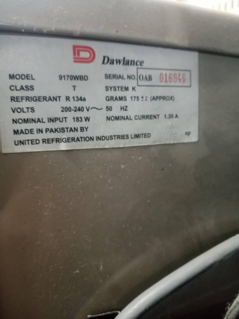 DAWLANCE FRIDGE 6