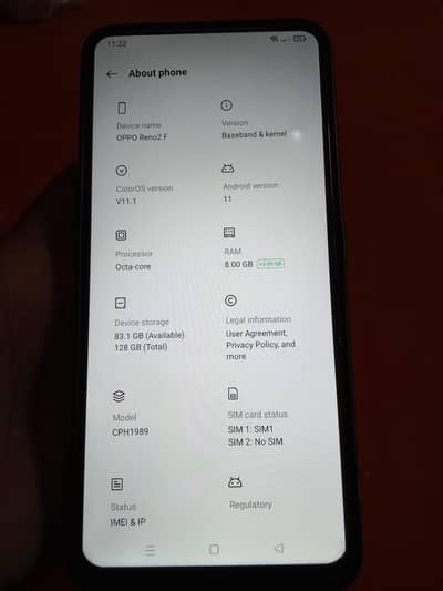 OPPO Reno F panel change h  10 by 9 only mobil h