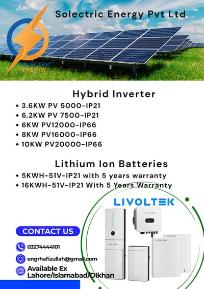 Livoltek Hybrid Inverter and Lithium ion Batteries 2.5KW, 5KW and 16KW