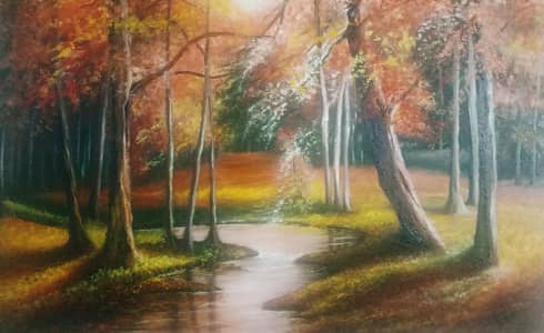 Title: Autumn Forest Serenity landscapes oil painting