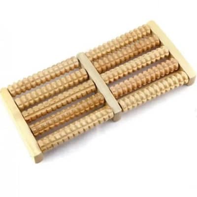 Wooden Dual Foot Massager Roller for Stress Relief & Pain