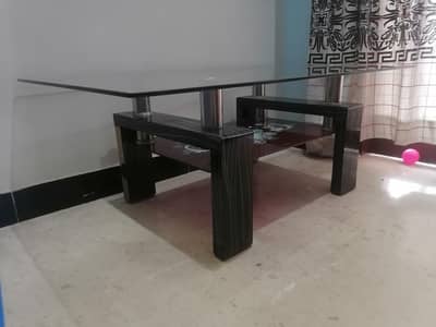 Glass Center Table / Coffee Table – Used (Needs Minor Repair)