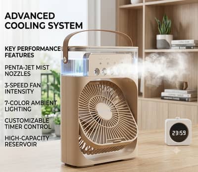 Penta-Jet Portable Air Cooler with 7-Color LED