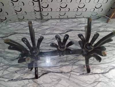 glass top centre table/wodden based/good condition lahore